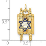 Load image into Gallery viewer, 14K Yellow Gold with Enamel Star of David Torah Pendant Charm
