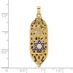 Ladda upp bild till gallerivisning, 14K Yellow Gold Enamel Mezuzah with Star of David Pendant Charm
