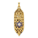 Carregar imagem no visualizador da galeria, 14K Yellow Gold Enamel Mezuzah with Star of David Pendant Charm
