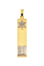 Ladda upp bild till gallerivisning, 14k Gold Two Tone Mezuzah Star of David Torah Pendant Charm
