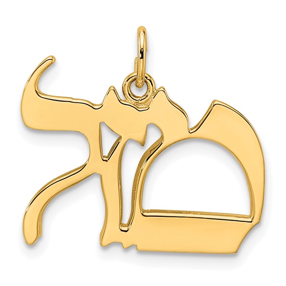 14k Yellow Gold Mazel Symbol Pendant Charm