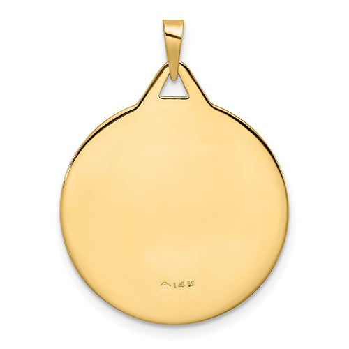14k Yellow Gold Mazel Symbol Round Disc Pendant Charm