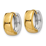 Kép betöltése a galériamegjelenítőbe: 14k Yellow White Gold Two Tone Classic Hinged Hoop Huggie Earrings
