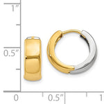 Загрузить изображение в средство просмотра галереи, 14k Yellow White Gold Two Tone Classic Hinged Hoop Huggie Earrings
