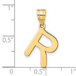 Carica l&#39;immagine nel visualizzatore di Gallery, 14K Yellow Gold Uppercase Initial Letter R Block Alphabet Pendant Charm
