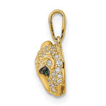 Carica l&#39;immagine nel visualizzatore di Gallery, 14K Yellow Gold Cubic Zirconia CZ Panther Head Small Pendant Charm
