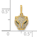 將圖片載入圖庫檢視器 14K Yellow Gold Cubic Zirconia CZ Panther Head Small Pendant Charm
