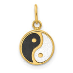 Cargar imagen en el visor de la galería, 14k Yellow Gold Enamel Yin and Yang Round Pendant Charm
