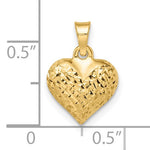 Indlæs billede til gallerivisning 14K Yellow Gold Diamond Cut Puffy Heart 3D Small Pendant Charm
