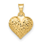 Indlæs billede til gallerivisning 14K Yellow Gold Diamond Cut Puffy Heart 3D Small Pendant Charm

