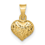Lataa kuva Galleria-katseluun, 14K Yellow Gold Diamond Cut Puffy Heart 3D Small Pendant Charm
