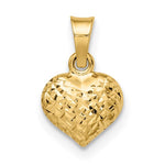 Kép betöltése a galériamegjelenítőbe: 14K Yellow Gold Diamond Cut Puffy Heart 3D Small Pendant Charm
