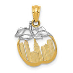 將圖片載入圖庫檢視器 14K Yellow Gold and Rhodium New York City Skyline NY Empire State Apple Pendant Charm
