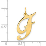 Lataa kuva Galleria-katseluun, 14K Yellow Gold Initial Letter F Cursive Script Alphabet Pendant Charm
