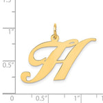 Cargar imagen en el visor de la galería, 14K Yellow Gold Initial Letter H Cursive Script Alphabet Pendant Charm
