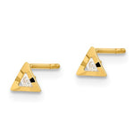 Ladda upp bild till gallerivisning, 14K Yellow Gold CZ Triangle Hammered Geo Style Tiny Petite Post Stud Earrings
