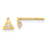 Lataa kuva Galleria-katseluun, 14K Yellow Gold CZ Triangle Hammered Geo Style Tiny Petite Post Stud Earrings
