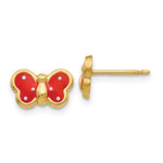 Cargar imagen en el visor de la galería, 14k Yellow Gold Enamel Butterfly Stud Earrings Post Push Back
