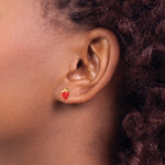Lataa kuva Galleria-katseluun, 14k Yellow Gold Enamel Strawberry Stud Earrings Post Push Back
