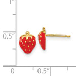 Загрузить изображение в средство просмотра галереи, 14k Yellow Gold Enamel Strawberry Stud Earrings Post Push Back
