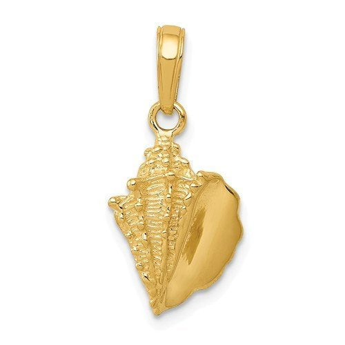 14K Yellow Gold Conch Shell Seashell Ocean Sea Beach Life Pendant Charm