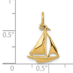 Indlæs billede til gallerivisning 14k Yellow Gold Sailboat Sailing Small Pendant Charm
