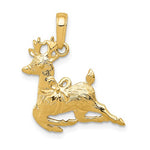 Kép betöltése a galériamegjelenítőbe: 14k Yellow Gold Reindeer Christmas Pendant Charm
