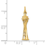 Cargar imagen en el visor de la galería, 14k Yellow Gold Seattle Washington Space Needle 3D Pendant Charm
