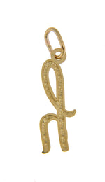 Charger l&#39;image dans la galerie, 14K Yellow Gold Lowercase Initial Letter H Script Cursive Alphabet Pendant Charm
