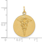 將圖片載入圖庫檢視器 14k Yellow Gold Medical Caduceus Symbol Disc Pendant Charm
