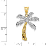 画像をギャラリービューアに読み込む, 14K Yellow Gold and Rhodium Two Tone Diamond Palm Tree Pendant Charm
