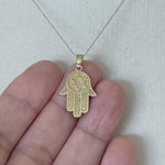 Load and play video in Gallery viewer, 14K Yellow Gold Hamsa Chamseh Star of David Pendant Charm
