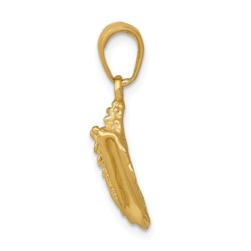 14K Yellow Gold Conch Shell Seashell Ocean Sea Beach Life Pendant Charm