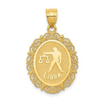 Φόρτωση εικόνας στο εργαλείο προβολής Συλλογής, 14k Yellow Gold Libra Zodiac Horoscope Oval Pendant Charm
