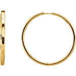 Загрузить изображение в средство просмотра галереи, 14K Solid Yellow Rose White Gold Classic 38.7mm Round Endless Hinged Hoop Earrings Custom Made To Order
