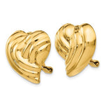 Lataa kuva Galleria-katseluun, 14k Yellow Gold Non Pierced Clip On Heart Omega Back Earrings
