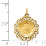 Indlæs billede til gallerivisning 14K Yellow Gold Blessed Virgin Mary Miraculous Medal Round Pendant Charm
