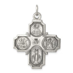 Lataa kuva Galleria-katseluun, Sterling Silver Cruciform Cross Four Way Medal Antique Style Pendant Charm
