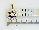 Φόρτωση εικόνας στο εργαλείο προβολής Συλλογής, 14k Yellow Gold Enamel Star of David Round Circle Frame Pendant Charm
