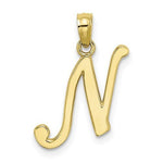 Lataa kuva Galleria-katseluun, 10K Yellow Gold Script Initial Letter N Cursive Alphabet Pendant Charm
