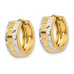 Charger l&#39;image dans la galerie, 14k Yellow Gold and Rhodium Classic Hinged Hoop Huggie Earrings

