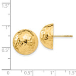 Cargar imagen en el visor de la galería, 14k Yellow Gold 14mm Hammered Half Ball Button Post Earrings

