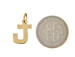 Afbeelding in Gallery-weergave laden, 14K Yellow Gold Uppercase Initial Letter J Block Alphabet Pendant Charm
