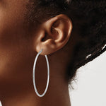 画像をギャラリービューアに読み込む, 14K White Gold Diamond Cut Round Hoop Textured Earrings 55mm x 2mm
