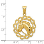 Afbeelding in Gallery-weergave laden, 14k Yellow Gold Horse Pony Head Horseshoes Pendant Charm
