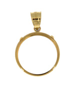 Charger l&#39;image dans la galerie, 14K Yellow Gold Holds 19mm x 1.1mm Coins or Mexican 5 Peso Coin Holder Tab Back Frame Pendant
