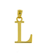 Cargar imagen en el visor de la galería, 14K Yellow Gold Uppercase Initial Letter L Block Alphabet Large Pendant Charm
