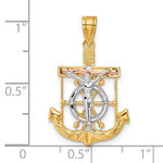 Загрузить изображение в средство просмотра галереи, 14K Yellow Rose White  Gold Tri Color Mariner Anchor Crucifix Cross Anchor Pendant Charm
