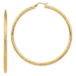 Indlæs billede til gallerivisning 14K Yellow Gold Extra Large Diamond Cut Classic Round Hoop Earrings 73mm x 3mm
