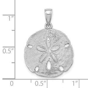 14k White Gold Sand Dollar Pendant Charm